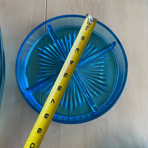 Vintage Rare Mid-Century Blue Glass Dishes Bowls Set - Picture 14 of 16